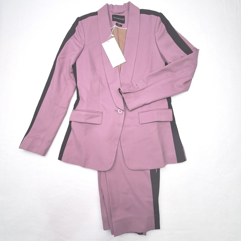 Wildfang Pant Suit Empower Colorblock Tux Blazer Pant Womens Small Mauve Black